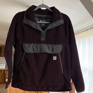 Carhartt Relaxed Fit Fleece Pullover. Gray Trim. Hand Warming / Storage Pockets